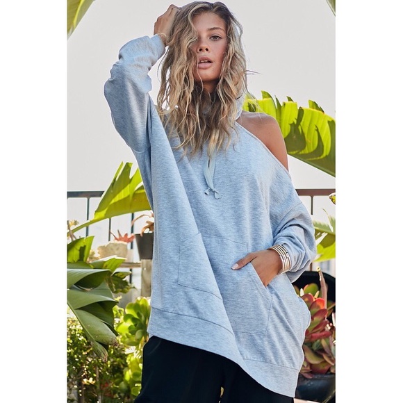 Carmella Gray Cold Shoulder Hoodie - Picture 6 of 13